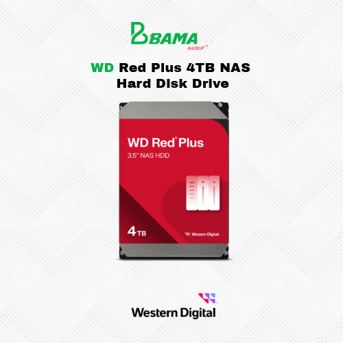 WD Red Plus 4TB NAS Hard Disk Drive - 5400 RPM Class SATA 6Gb/s, CMR, 256MB Cache, 3.5 Inch - WD40EFPX