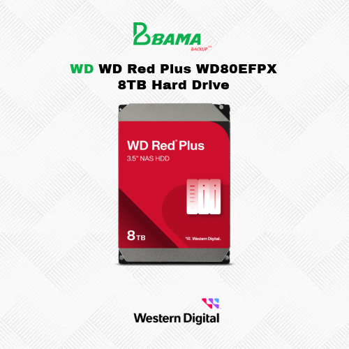 WD Red Plus WD80EFPX 8TB Hard Drive - 3.5" Internal - SATA (SATA/600) - Conventional Magnetic Recording (CMR) Method - NAS, Desktop PC Device Supported - 5640rpm - 180 TB TBW