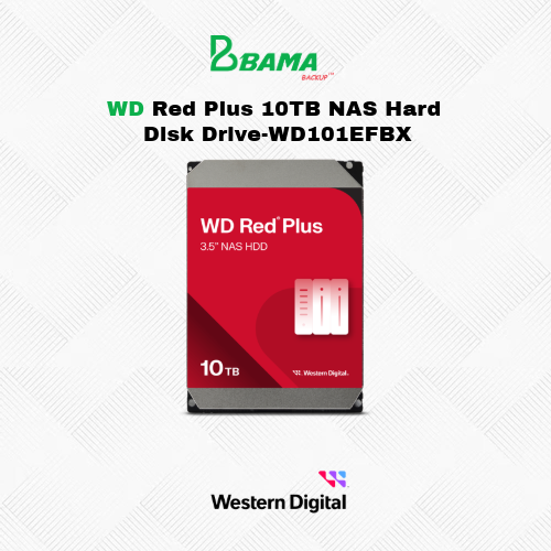 WD Red Plus 10TB NAS Hard Disk Drive - 7200 RPM Class SATA 6Gb/s, CMR, 256MB Cache, 3.5 Inch - WD101EFBX-NE